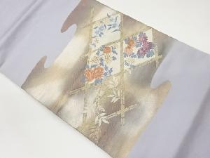 引箔襷に草花模様織出し名古屋帯